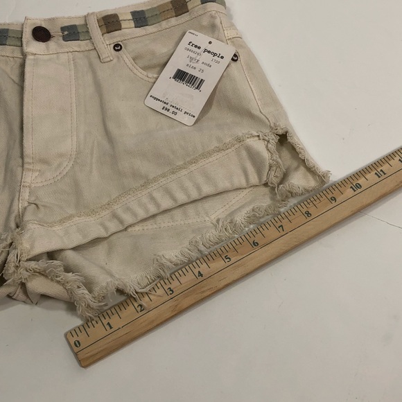 Free People Womens Denim Off White Cream Shorts - Picture 8 of 8